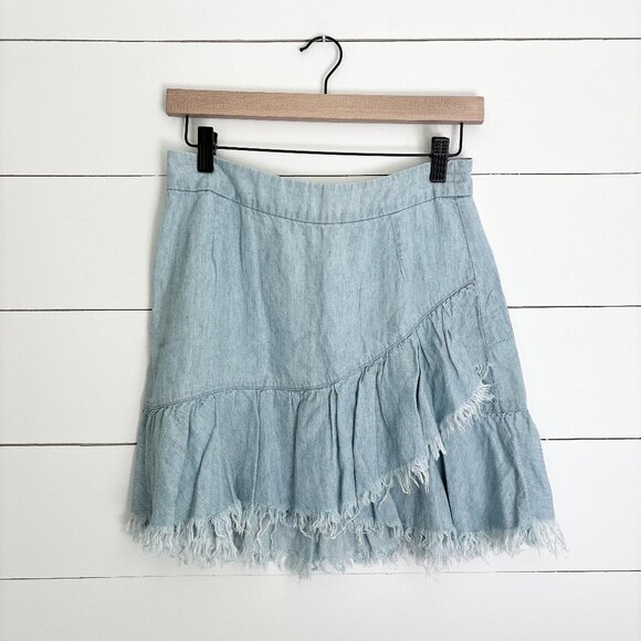 Show Me Your Mumu Blue mini skirt with ruffle and fringe - Picture 1 of 4